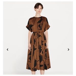 Black Crane Pleated Dress